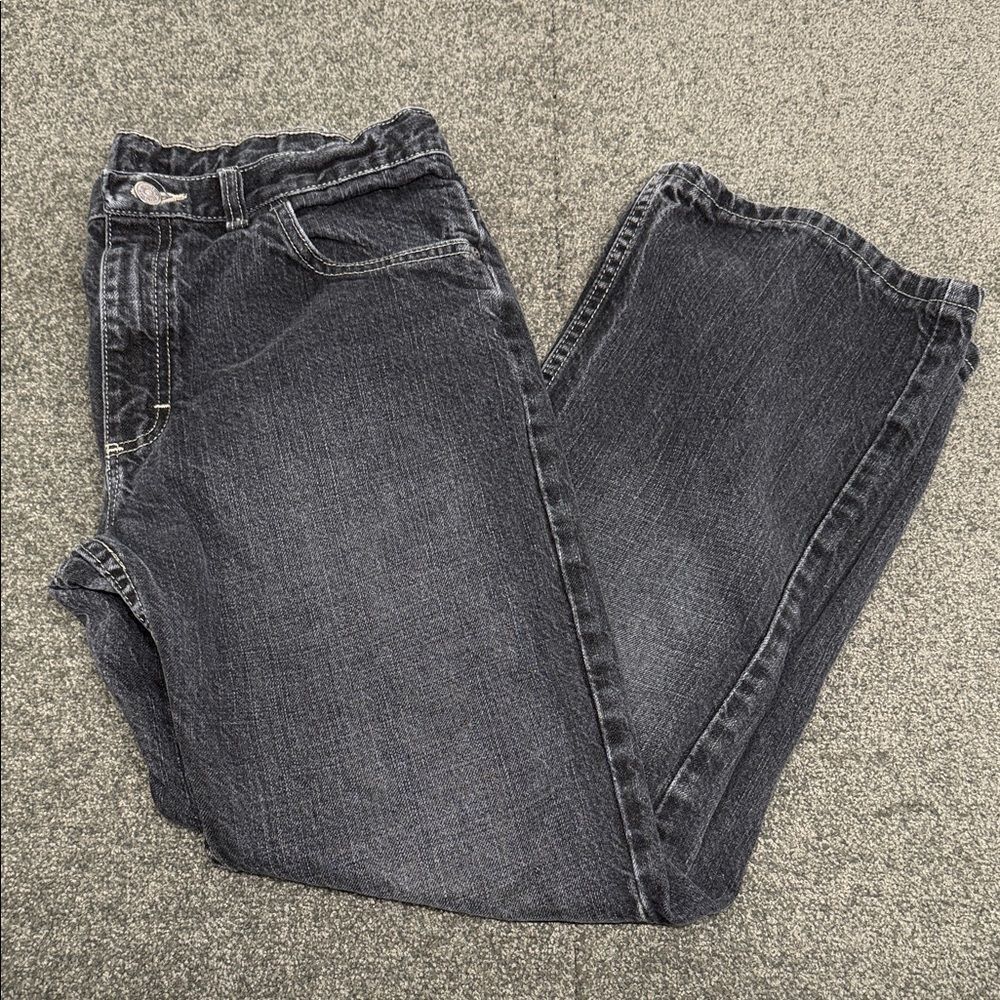 Wrangler Jeans Boys 16 Husky Black Washed Denim Wide Leg Y2K Skate Streetwear